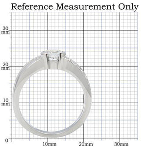 TK214 - High polished (no plating) Stainless Steel Ring with AAA Grade CZ  in Clear