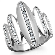 Load image into Gallery viewer, TK2156 - High polished (no plating) Stainless Steel Ring with Top Grade Crystal  in Clear