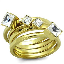 Load image into Gallery viewer, TK2158 - IP Gold(Ion Plating) Stainless Steel Ring with Top Grade Crystal  in Clear