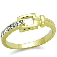 Load image into Gallery viewer, TK2164 - Two-Tone IP Gold (Ion Plating) Stainless Steel Ring with Top Grade Crystal  in Clear