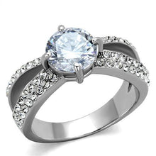 Load image into Gallery viewer, TK2165 - High polished (no plating) Stainless Steel Ring with AAA Grade CZ  in Clear