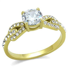 Load image into Gallery viewer, TK2168 - IP Gold(Ion Plating) Stainless Steel Ring with AAA Grade CZ  in Clear