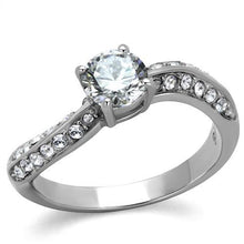 Load image into Gallery viewer, TK2171 - High polished (no plating) Stainless Steel Ring with AAA Grade CZ  in Clear