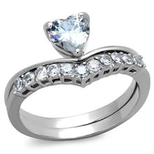 Load image into Gallery viewer, TK2178 - High polished (no plating) Stainless Steel Ring with AAA Grade CZ  in Clear