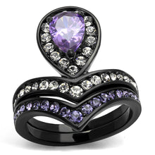 Load image into Gallery viewer, TK2186 - IP Black(Ion Plating) Stainless Steel Ring with AAA Grade CZ  in Amethyst