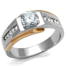 Load image into Gallery viewer, TK2218 - Two-Tone IP Rose Gold Stainless Steel Ring with AAA Grade CZ  in Clear