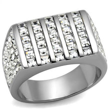 Load image into Gallery viewer, TK2219 - High polished (no plating) Stainless Steel Ring with Top Grade Crystal  in Clear