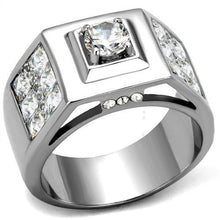 Load image into Gallery viewer, TK2220 - High polished (no plating) Stainless Steel Ring with AAA Grade CZ  in Clear