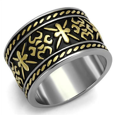 TK2236 - Two-Tone IP Gold (Ion Plating) Stainless Steel Ring with Epoxy  in Jet