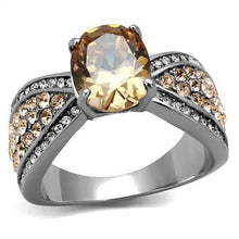 Load image into Gallery viewer, TK2249 - High polished (no plating) Stainless Steel Ring with AAA Grade CZ  in Champagne