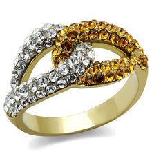 Load image into Gallery viewer, TK2251 - Two-Tone IP Gold (Ion Plating) Stainless Steel Ring with Top Grade Crystal  in Topaz