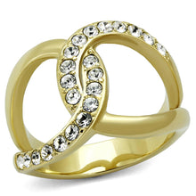 Load image into Gallery viewer, TK2253 - Two-Tone IP Gold (Ion Plating) Stainless Steel Ring with Top Grade Crystal  in Clear