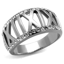 Load image into Gallery viewer, TK2257 - High polished (no plating) Stainless Steel Ring with Top Grade Crystal  in Clear