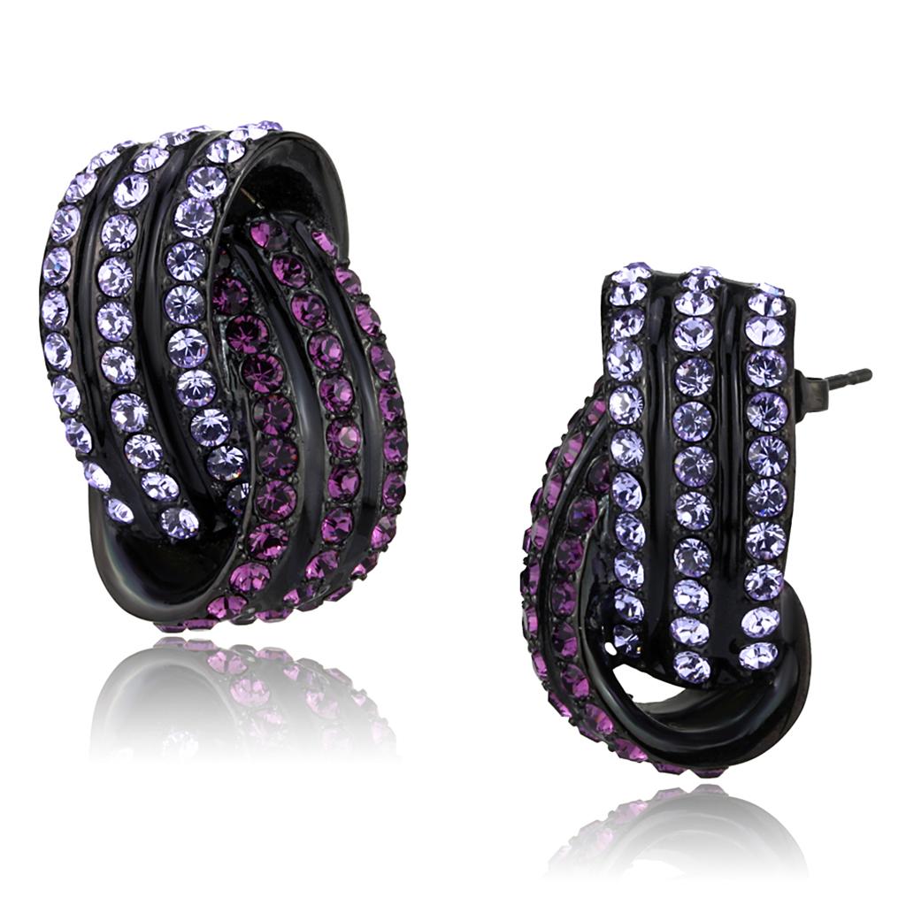 TK2269 - IP Black(Ion Plating) Stainless Steel Earrings with Top Grade Crystal  in Multi Color