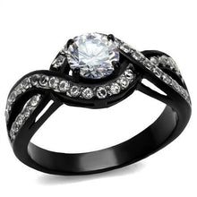 Load image into Gallery viewer, TK2282 - Two-Tone IP Black (Ion Plating) Stainless Steel Ring with AAA Grade CZ  in Clear