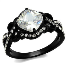 Load image into Gallery viewer, TK2288 - IP Black(Ion Plating) Stainless Steel Ring with AAA Grade CZ  in Clear