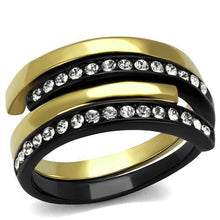 Load image into Gallery viewer, TK2298 - IP Gold+ IP Black (Ion Plating) Stainless Steel Ring with Top Grade Crystal  in Clear