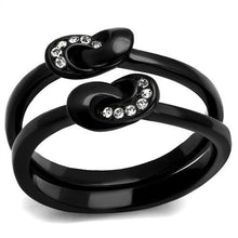 Load image into Gallery viewer, TK2300 - IP Black(Ion Plating) Stainless Steel Ring with Top Grade Crystal  in Clear