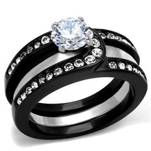 Load image into Gallery viewer, TK2303 - Two-Tone IP Black (Ion Plating) Stainless Steel Ring with AAA Grade CZ  in Clear