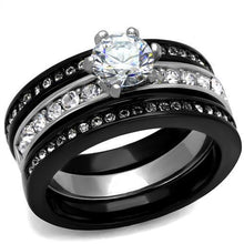 Load image into Gallery viewer, TK2304 - Two-Tone IP Black (Ion Plating) Stainless Steel Ring with AAA Grade CZ  in Clear