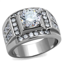 Load image into Gallery viewer, TK2305 - High polished (no plating) Stainless Steel Ring with AAA Grade CZ  in Clear