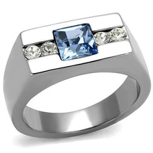 Load image into Gallery viewer, TK2307 - High polished (no plating) Stainless Steel Ring with Top Grade Crystal  in Aquamarine