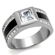 Load image into Gallery viewer, TK2308 - High polished (no plating) Stainless Steel Ring with Top Grade Crystal  in Clear