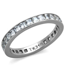 Load image into Gallery viewer, TK2344 - High polished (no plating) Stainless Steel Ring with AAA Grade CZ  in Clear