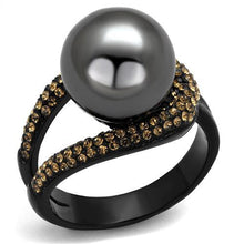 Load image into Gallery viewer, TK2350 - IP Black(Ion Plating) Stainless Steel Ring with Synthetic Pearl in Gray