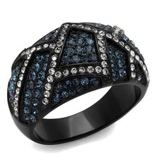 Load image into Gallery viewer, TK2353 - IP Black(Ion Plating) Stainless Steel Ring with Top Grade Crystal  in Montana