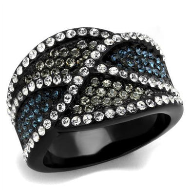 TK2357 - IP Black(Ion Plating) Stainless Steel Ring with Top Grade Crystal  in Montana