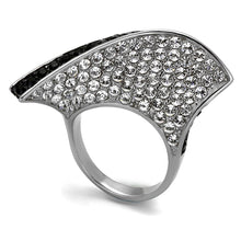 Load image into Gallery viewer, TK2361 - Two-Tone IP Black (Ion Plating) Stainless Steel Ring with Top Grade Crystal  in Jet