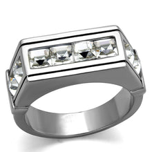 Load image into Gallery viewer, TK2376 - High polished (no plating) Stainless Steel Ring with Top Grade Crystal  in Clear