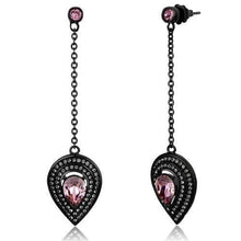 Load image into Gallery viewer, TK2380 - IP Black(Ion Plating) Stainless Steel Earrings with Top Grade Crystal  in Light Rose