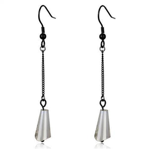 TK2381 - IP Black(Ion Plating) Stainless Steel Earrings with Synthetic Synthetic Glass in Clear