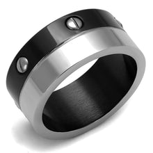 Load image into Gallery viewer, TK2397 - Two-Tone IP Black (Ion Plating) Stainless Steel Ring with No Stone