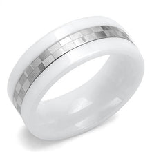 Load image into Gallery viewer, TK2403 - High polished (no plating) Stainless Steel Ring with Ceramic  in White