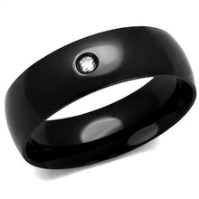 Load image into Gallery viewer, TK2409 - IP Black(Ion Plating) Stainless Steel Ring with AAA Grade CZ  in Clear