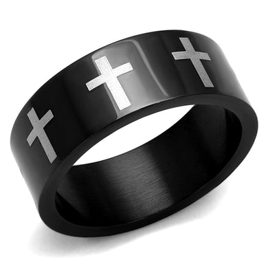 TK2410 - Two-Tone IP Black (Ion Plating) Stainless Steel Ring with No Stone