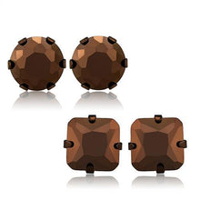 Load image into Gallery viewer, TK2443 - Two Tone IP Light Brown (IP Light coffee) Stainless Steel Earrings with AAA Grade CZ  in Light Coffee