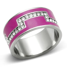 Load image into Gallery viewer, TK244 - High polished (no plating) Stainless Steel Ring with Top Grade Crystal  in Clear