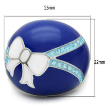 Load image into Gallery viewer, TK245 - High polished (no plating) Stainless Steel Ring with Top Grade Crystal  in Sea Blue