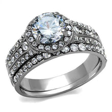 Load image into Gallery viewer, TK2476 - High polished (no plating) Stainless Steel Ring with AAA Grade CZ  in Clear