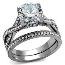 Load image into Gallery viewer, TK2478 - High polished (no plating) Stainless Steel Ring with AAA Grade CZ  in Clear