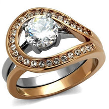 Load image into Gallery viewer, TK2479 - Two-Tone IP Rose Gold Stainless Steel Ring with AAA Grade CZ  in Clear