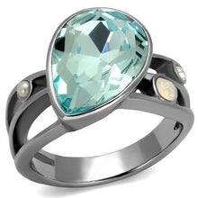 Load image into Gallery viewer, TK2502 - High polished (no plating) Stainless Steel Ring with Top Grade Crystal  in Sea Blue