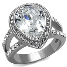 Load image into Gallery viewer, TK2504 - High polished (no plating) Stainless Steel Ring with Top Grade Crystal  in Clear