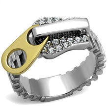 Load image into Gallery viewer, TK2520 - Two-Tone IP Gold (Ion Plating) Stainless Steel Ring with Top Grade Crystal  in Clear