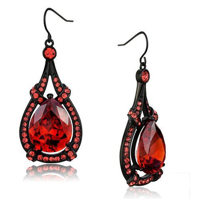 TK2531 - IP Black(Ion Plating) Stainless Steel Earrings with AAA Grade CZ  in Orange