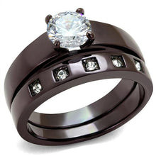 Load image into Gallery viewer, TK2547 - IP Dark Brown (IP coffee) Stainless Steel Ring with AAA Grade CZ  in Clear